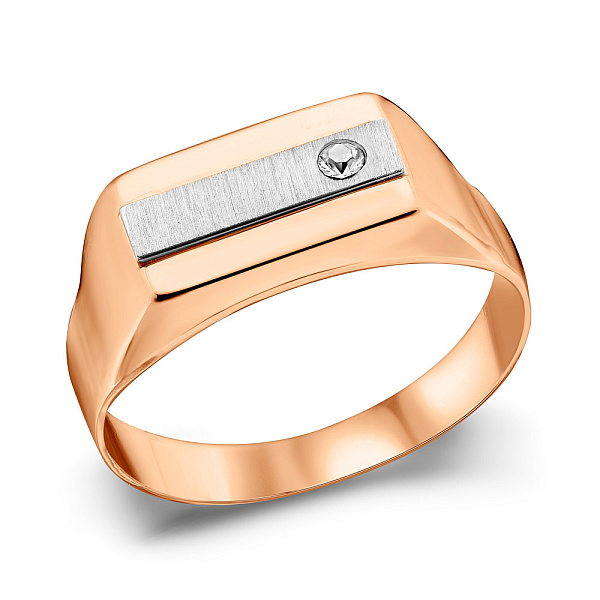 Золота печатка з фіанітом (арт. 180393кбм) – зображення 1