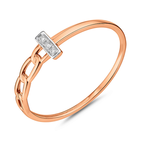 Золотое кольцо Звенья с фианитами (арт. 141220) – изображение 1