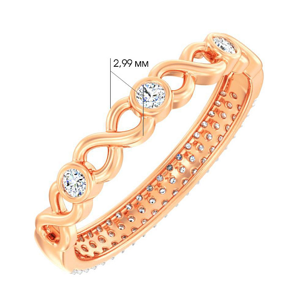 Золотое двухстороннее кольцо "Бесконечность" с фианитами (арт. 141165) – изображение 4