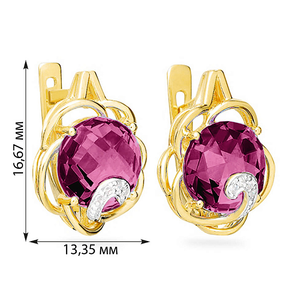 Серьги из желтого золота с кварцем и фианитами (арт. 110423Пжр) – изображение 2