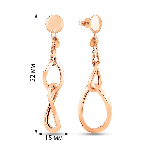 Сережки з червоного золота з підвісками (арт. 1091226) – зображення 2