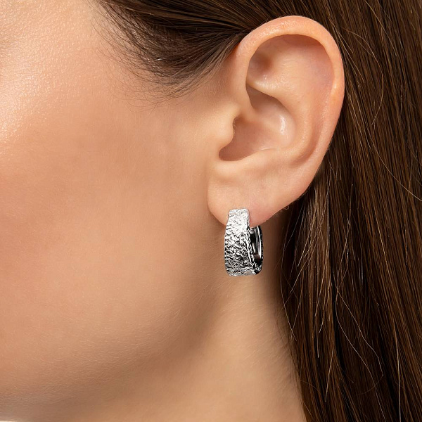 Серьги-кольца из белого золота Francelli (арт. 1091861/15б) – изображение 2