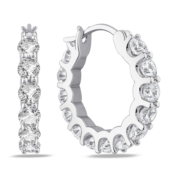 Серебряные серьги-кольца с фианитами (арт. 7502/10431/20) – изображение 1