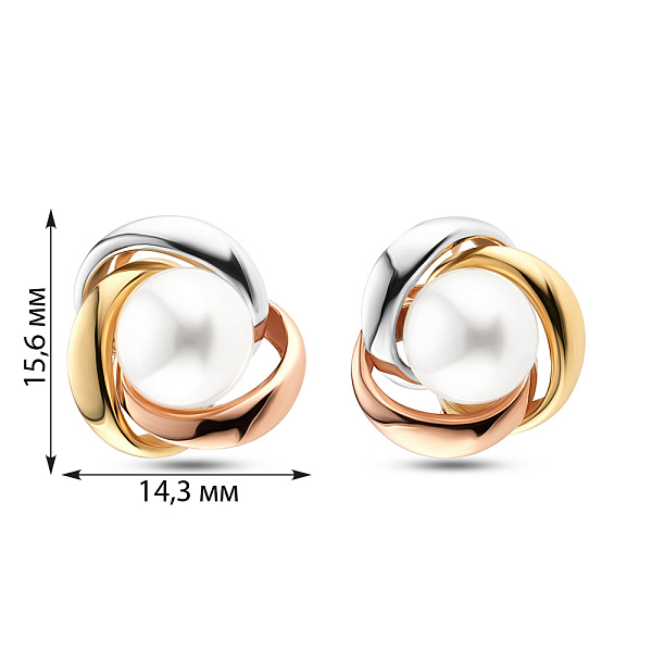 Сережки з комбінованого золота з перлами (арт. 105558кжбпрлб) – зображення 2