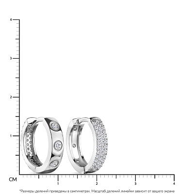 Двосторонні срібні сережки-кільця з фіанітами  (арт. 7502/4332/15)