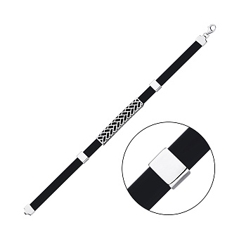 Каучуковый браслет с серебряными вставками (арт. 7609/4306)