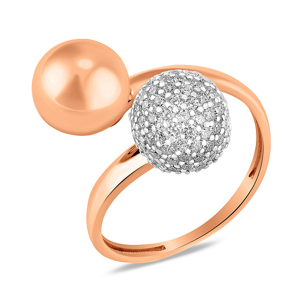 Кольцо из красного золота с фианитами (арт. 1401069) – изображение 1