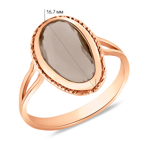 Золотое кольцо с коричневым кварцем (арт. 155783Пккр) – изображение 2
