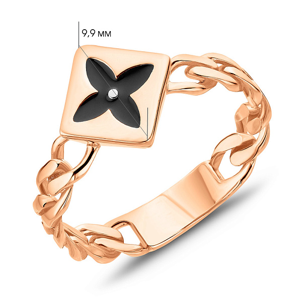 Кольцо из красного золота с эмалью (арт. 155875еч) – изображение 2