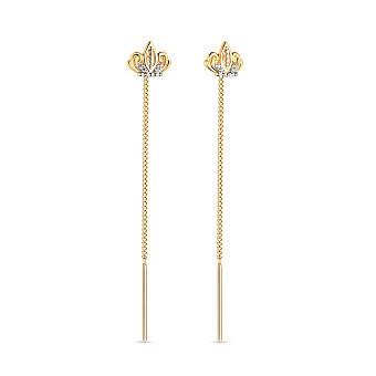 Фото Сережки Корона из желтого золота с фианитами (арт. 110832ж)