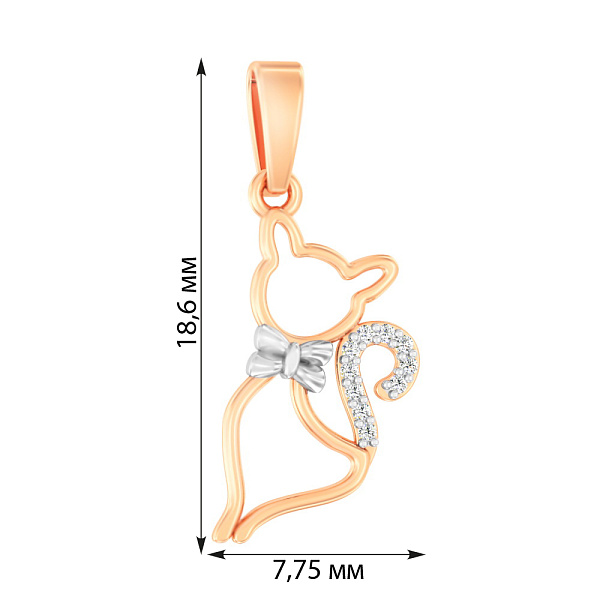 Золотая подвеска Котенок с фианитами (арт. 440631) – изображение 3