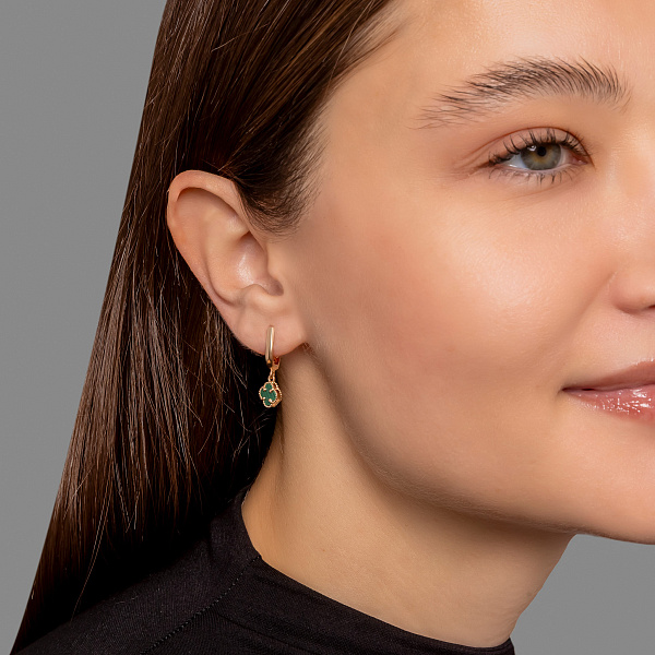 Сережки з червоного золота з малахітом (арт. 105693/7млх) – зображення 4