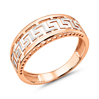 Фото Золотое кольцо Олимпия с греческим орнаментом (арт. 141182)