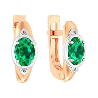Золотые серьги с изумрудом (арт. 119100Пи)