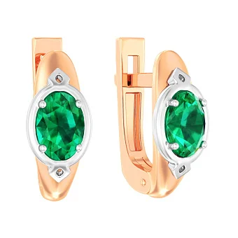 Золотые серьги с изумрудом (арт. 119100Пи)