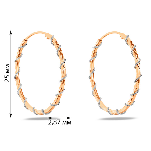 Сережки-кольца из комбинированного золота (арт. 101450/25кб) – изображение 2