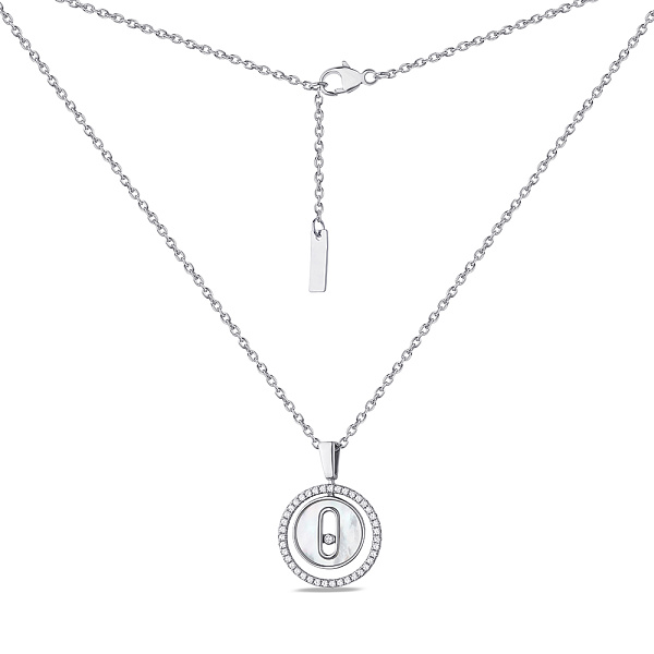 Серебряное колье с перламутром и фианитами (арт. 7507/1590п) – изображение 2