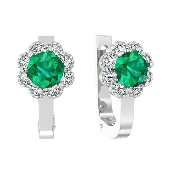 Фото Детские золотые серьги с зелеными фианитами (арт. 110511бз)