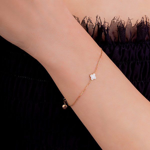 Золотий браслет Конюшина з емаллю (арт. 341212еп) – зображення 2