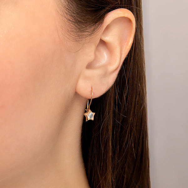 Серьги Звезды для детей из золота с фианитами (арт. 101263) – изображение 2