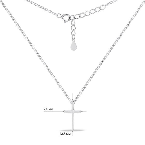Серебряное колье с подвеской крест (арт. 7507/2673) – изображение 3