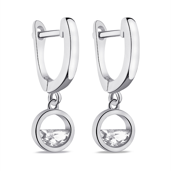 Серебряные серьги-подвески с фианитами (арт. 7502/9735) – изображение 1