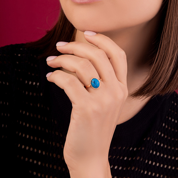 Золота каблучка з бірюзою (арт. 141146ПюСГ) – зображення 3