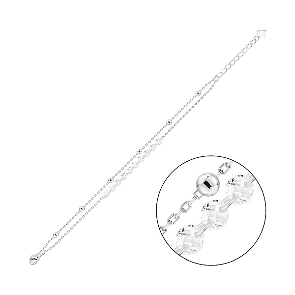 Серебряный двойной браслет с фианитами (арт. 7509/5553) – изображение 1