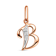 Фото Подвеска из красного золота Буква В (арт. 440287)