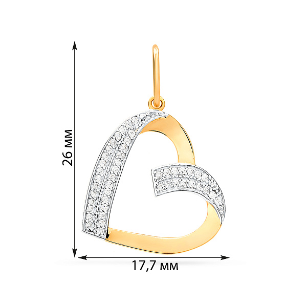 Золотая подвеска Сердечко с фианитами (арт. 422681ж) – изображение 2