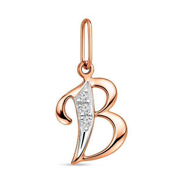 Подвеска из красного золота Буква В (арт. 440287) – изображение 1