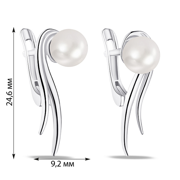 Серьги из серебра с жемчугом (арт. 7502/С2Ж/104) – изображение 2