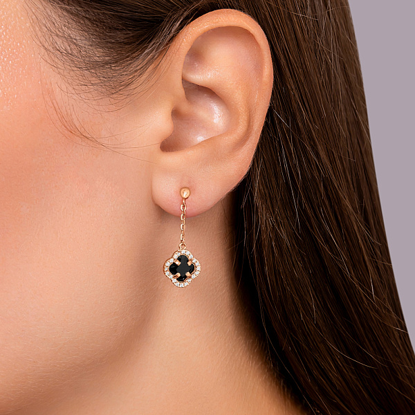 Сережки Конюшина з червоного золота з фіанітами (арт. 1092040ч) – зображення 2