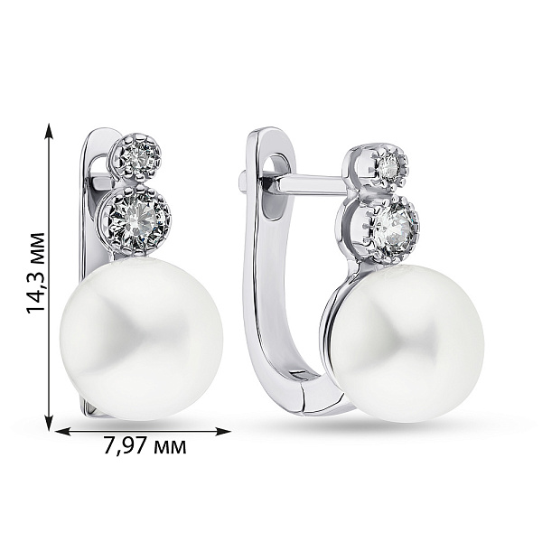 Сережки зі срібла з перлами і фіанітами (арт. 7502/3519жб) – зображення 2