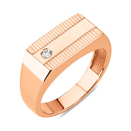 Печатка з фіанітом з червоного золота (арт. 170040)