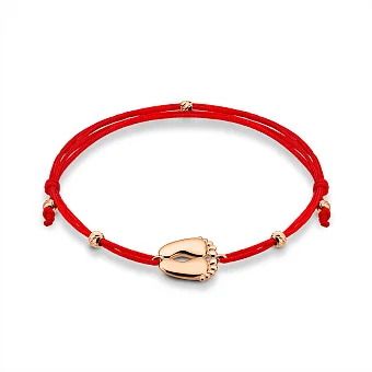 Браслет Ніжки немовляти з шовкової нитки з золотими вставками (арт. 340116к)