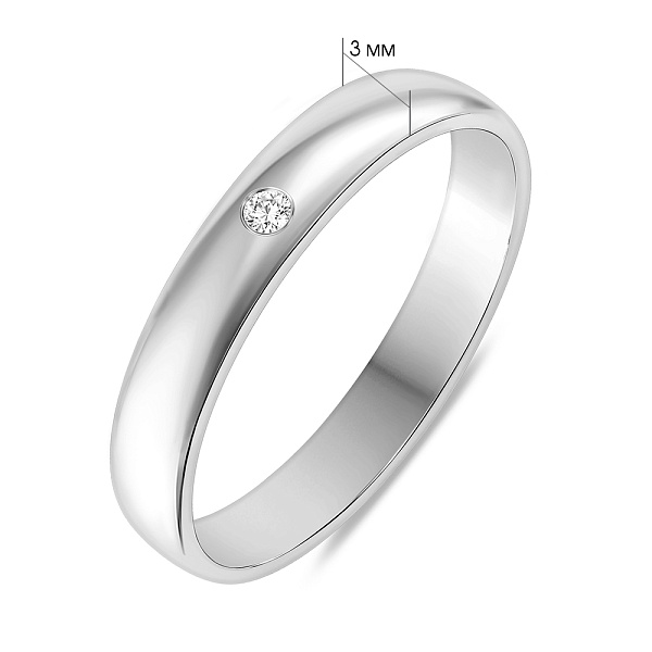 Обручальное кольцо с бриллиантом из белого золота (арт. К239183б) – изображение 2