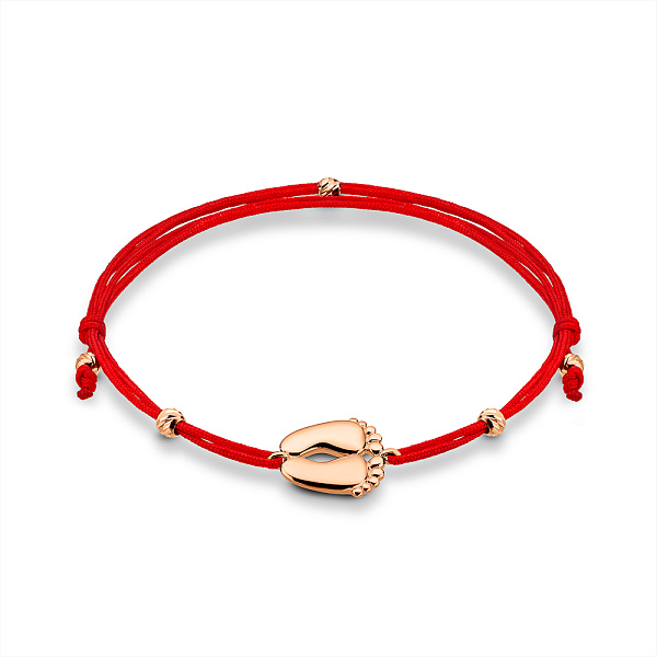 Браслет Ніжки немовляти з шовкової нитки з золотими вставками (арт. 340116к) – зображення 1