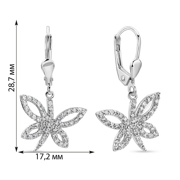 Золоті сережки-підвіски Бабка з фіанітами  (арт. 102239б) – зображення 4