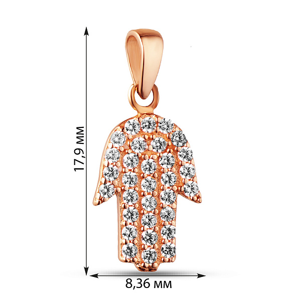 Золотая подвеска Хамса с фианитами (арт. 423921) – изображение 2