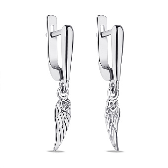 Фото Срібні сережки-підвіски "Крила" (арт. 7502/1100358)