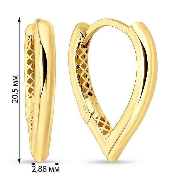 Сережки з жовтого золота без каменів (арт. 108536/20ж) – зображення 2