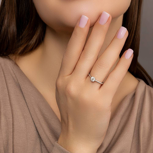 Золота каблучка для заручин з діамантом (арт. К01144705046б) – зображення 6