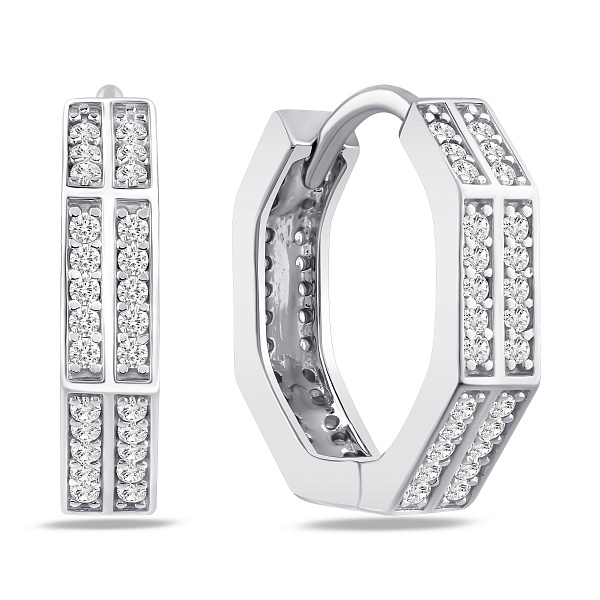 Серебряные серьги-кольца с фианитами (арт. 7502/10436/15) – изображение 1