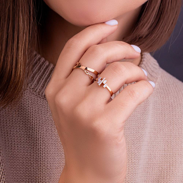 Каблучка з червоного золота з фіанітами (арт. 155580) – зображення 2