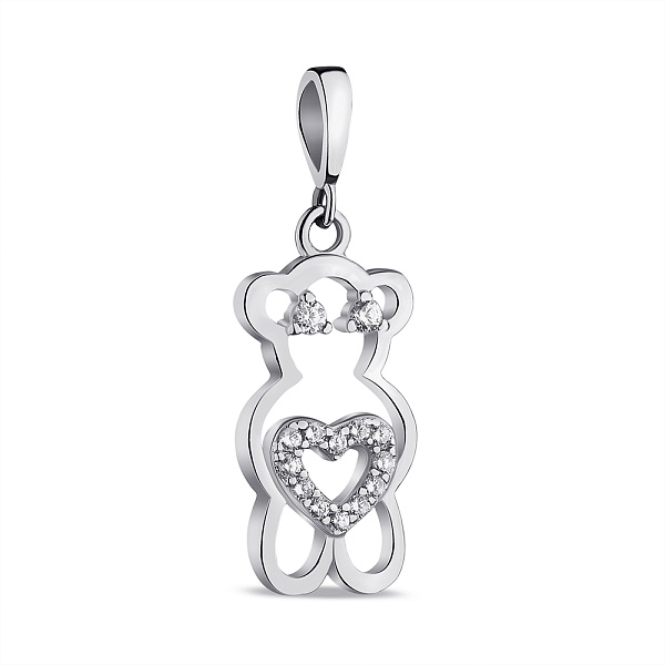 Серебряный кулон Мишка с фианитами (арт. 7503/П2Ф/1070) – изображение 1