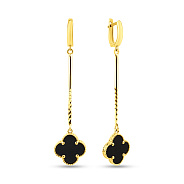 Сережки з жовтого золота з оніксом (арт. 1091252/15жо)