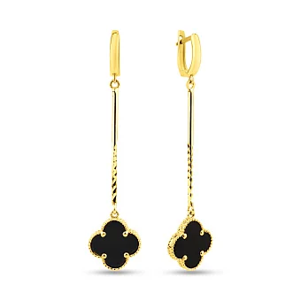 Сережки з жовтого золота з оніксом (арт. 1091252/15жо)