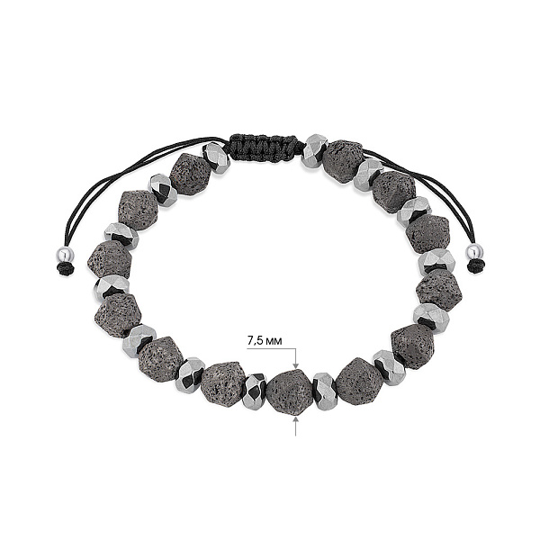 Браслет с шелковой нитью и гематитом (арт. 7309/280чгмтбрю) – изображение 2
