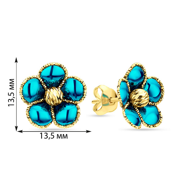 Серьги-пусеты Francelli Цветы из желтого золота (арт. 107381жг) – изображение 4